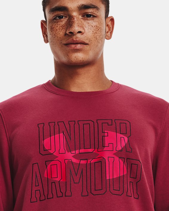 Men's UA Rival Terry Logo Crew in Pink image number 3